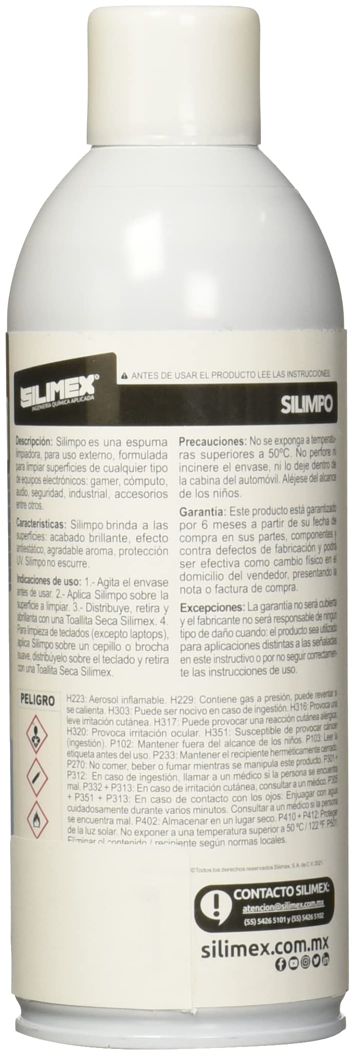 Silimex Silimpo Kit de Limpieza para Ordenador (454 ml, Espuma, Azul, Color blanco)