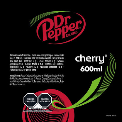 Dr Pepper Cherry 600 ml, Botella Pet (12 pack)