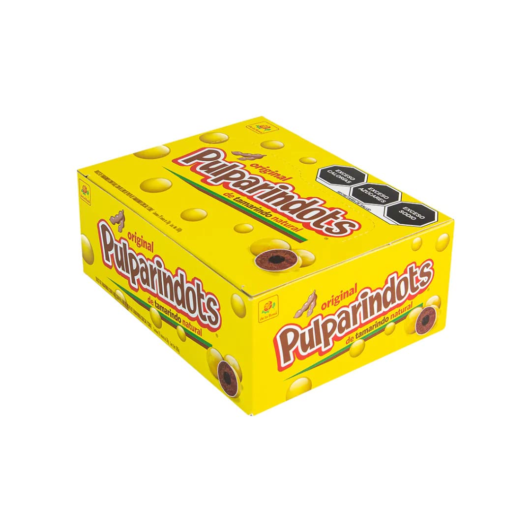 de la Rosa - Pulparindots caja con 20 bolsitas. Bolitas confitadas de pulparindo natural