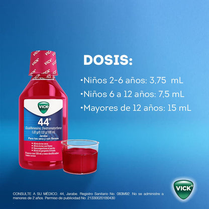 Vicks Jarabe para la tos Vick 44 Exp Infantil expectorante sabor Cereza 240 ml