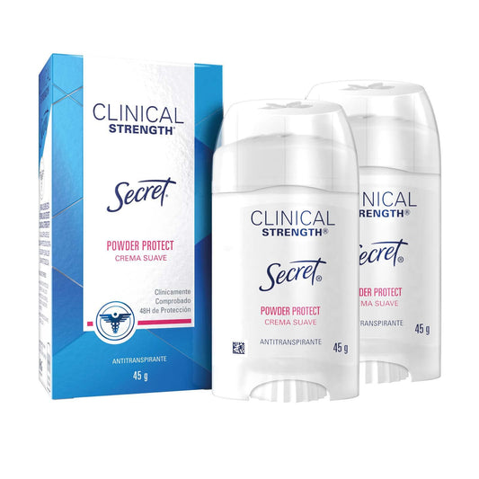 Secret Desodorante Secret Clinical Powder Protect 2 Unidades, 45gr, empaque puede variar