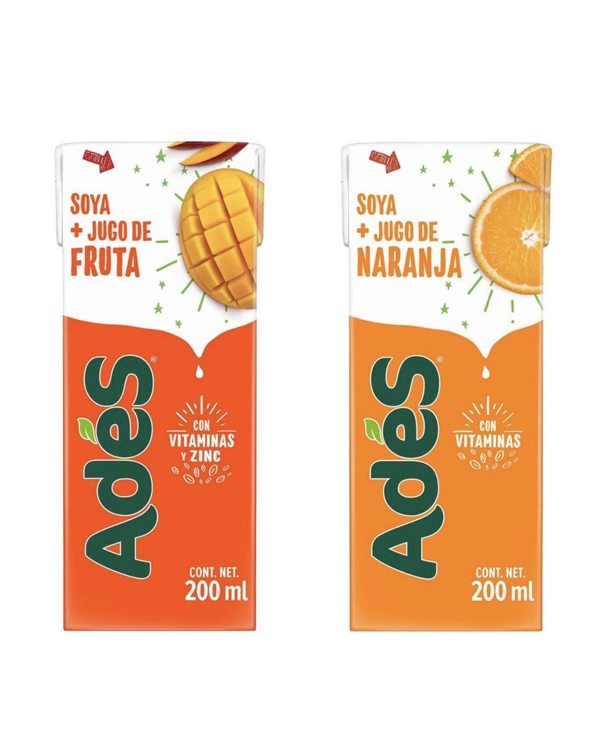 Fiico Ades - ADES BEBIDA DE SOYA SOJA PAQUETE JUMBO SURTIDO CON 40 PIEZAS DE 200 ML NUTRITIVO SALUDABLE REFRESCANTE AGUA FRESCA JUGUITOS JUGO