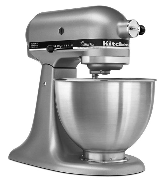 KitchenAid Premium Paquete de 2 KSM75SL Classic Plus 4.5-Qt. Tilt-Head - Mezclador de pie, Color Plateado