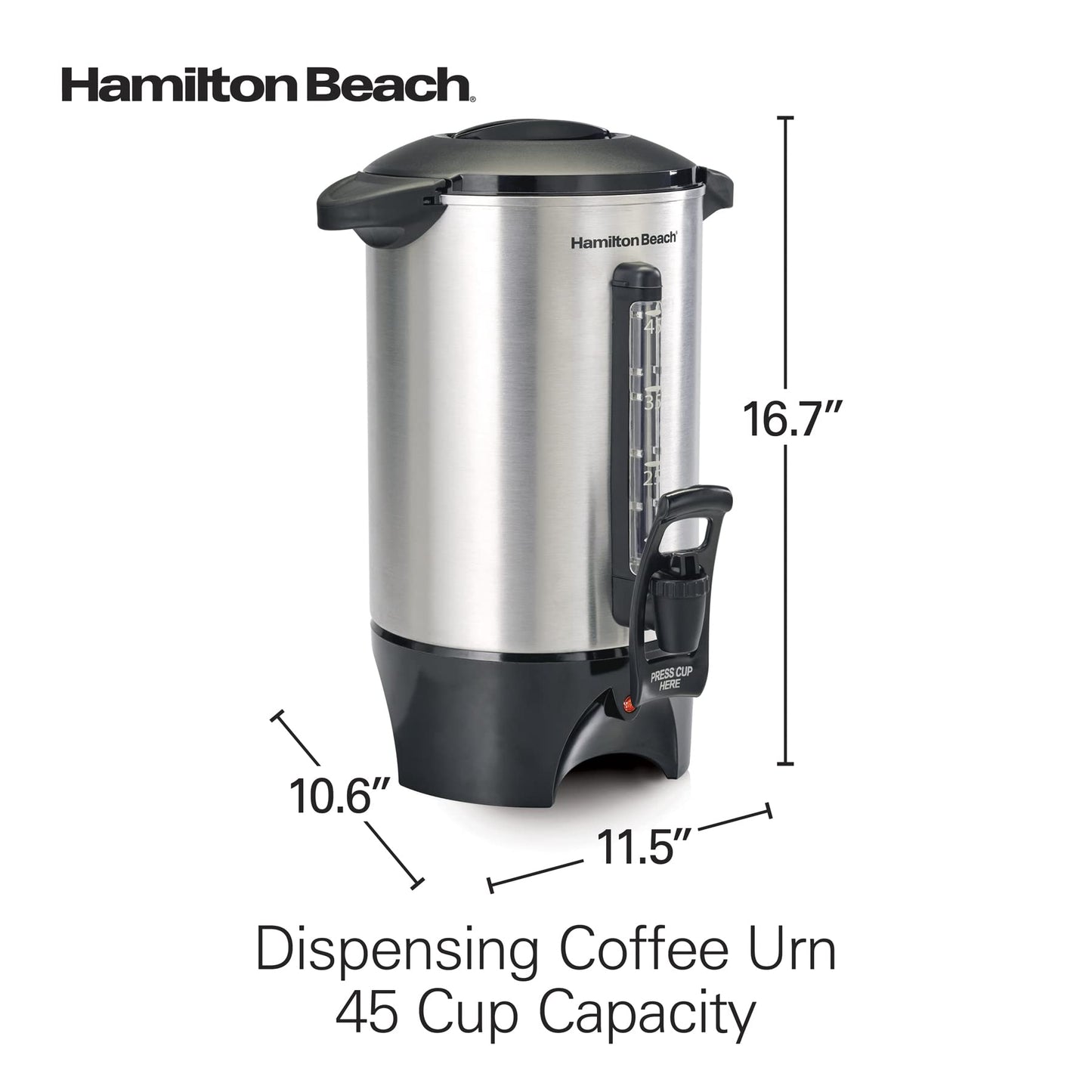 Hamilton Beach - Hamilton Beach 40519 - Urna de café (45 tazas, acero inoxidable)