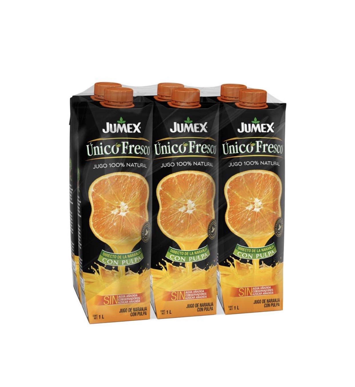 JUMEX UNICO FRESCO JUGO DE FRUTA PAQUETE SURTIDO CON 6 PIEZAS DE 1 LITRO SABOR NARANJA