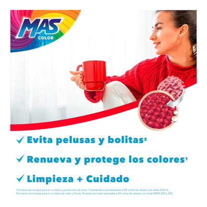 MAS - Color Detergente Líquido, 9L; Renueva el Color de la Ropa (120 Cargas) Especial para Mantener y Dar Vida a los Colores Intensos de las Prendas