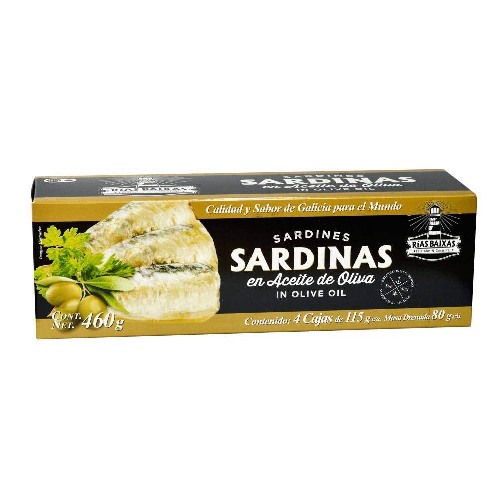 Sardinas Rías Baixas En Aceite de Oliva 460 g +cubrebocas high performance gratis