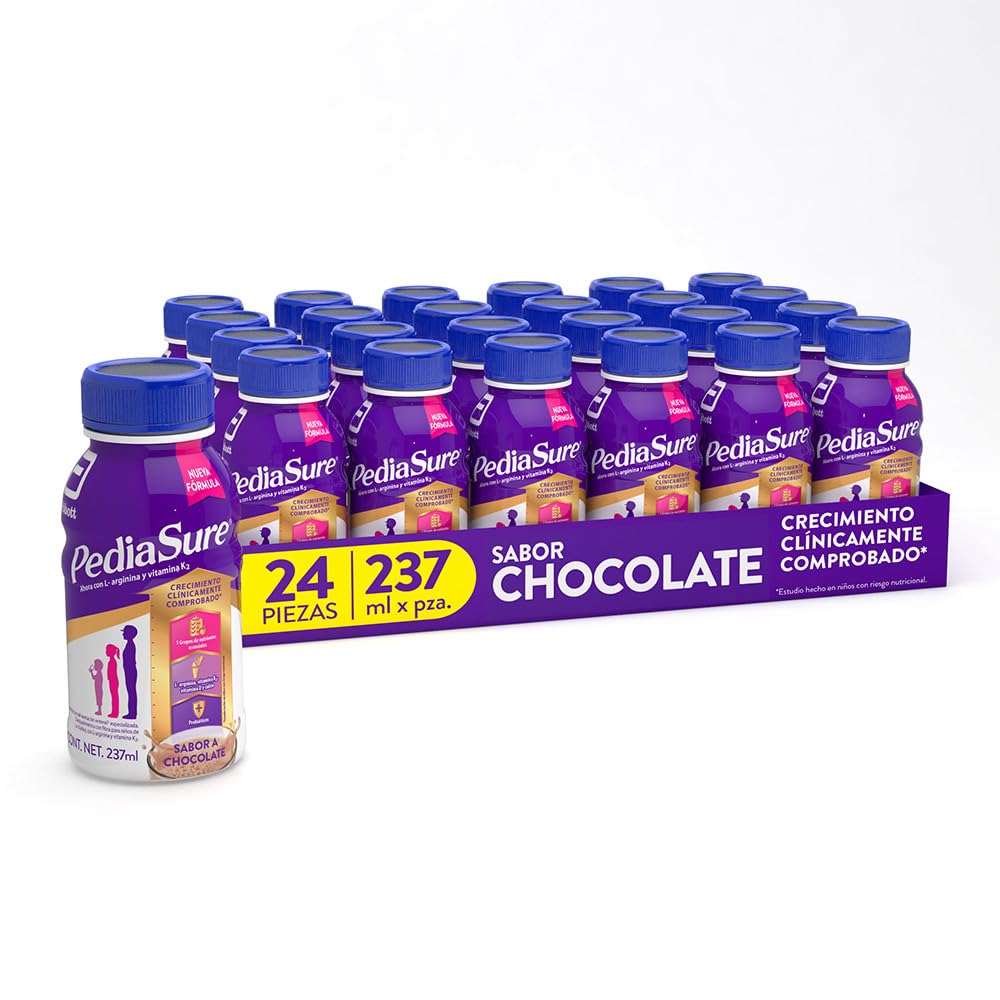 Pediasure - 24 Pack de 237 ml Cada Uno, Sabor Chocolate, Listo para Beber, Liquido, Fórmula Especializada, Niños de 1 a 10 años, Nutrientes Esenciales, Proteínas, Vitaminas y Minerales, Crecimiento Clínicamente Comprobado
