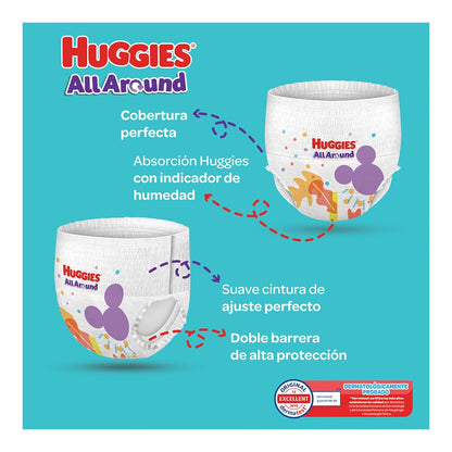 Huggies All Around Pañal Desechable para Bebé, Etapa 7 Unisex, Paquete con 40 piezas, Ideal para bebés de más de 17 kg