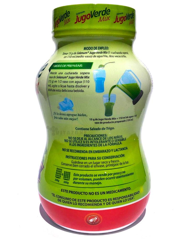 Jugo Verde Mix Fibra para Mezclar en Polvo 500 grs Solanum