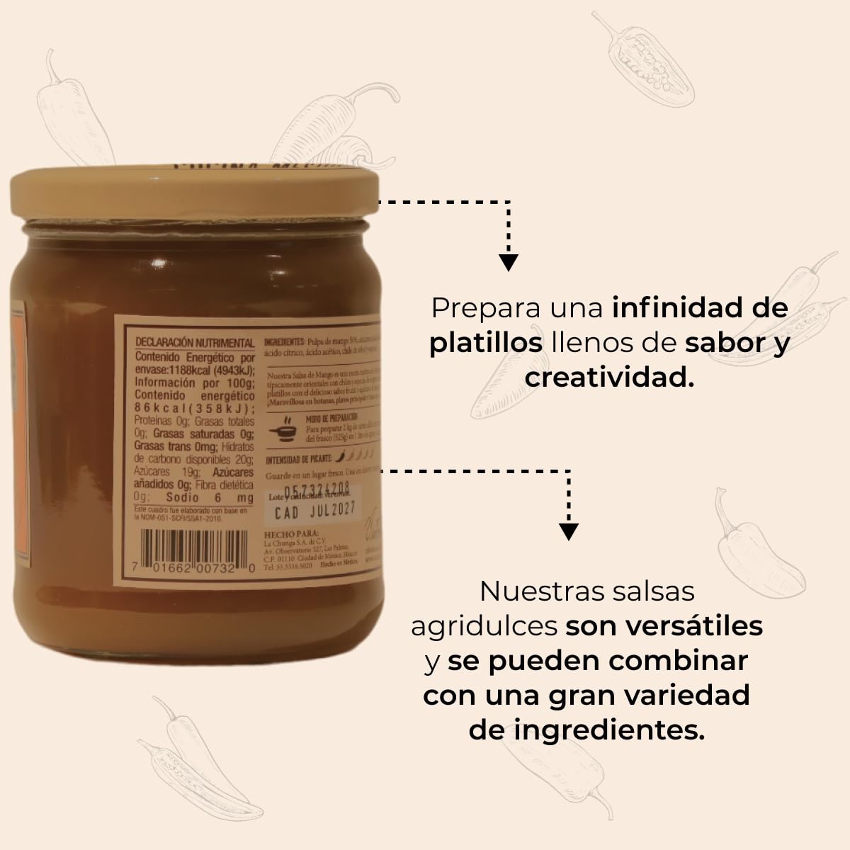 Salsa Agridulce de Mango Cocina Mestiza 525g