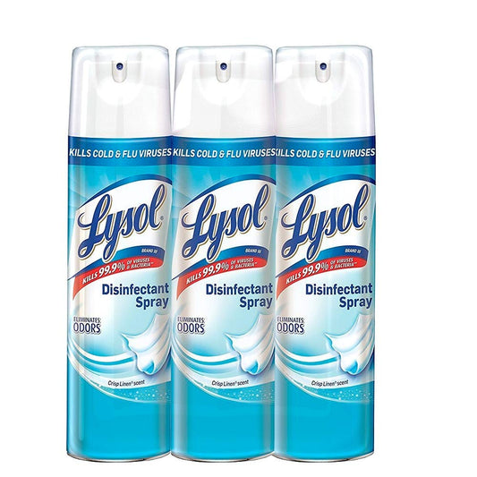 Lysol - Lysol Aerosol Desinfectante para Superficies Crisp Linen, 3 Pack de 475g