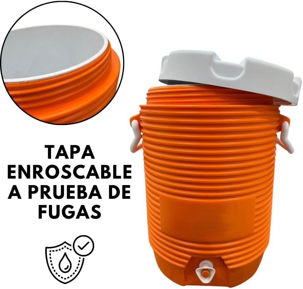 RIVARRO - Dispensador Portátil De Agua Para Bebidas Deportivas De 5 Galones Con Tapa Plana Enroscable, Naranja Brillante