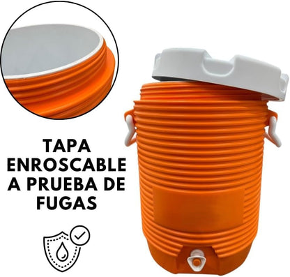RIVARRO - Dispensador Portátil De Agua Para Bebidas Deportivas De 5 Galones Con Tapa Plana Enroscable, Naranja Brillante