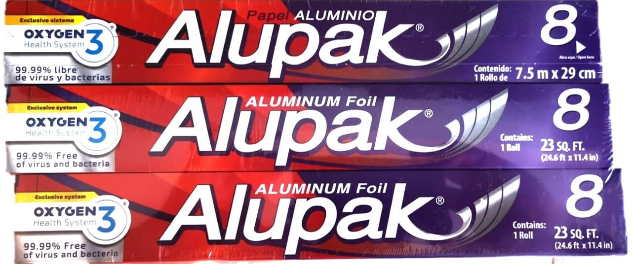 Kaxilu Alupak - 6 Rollo de Papel Aluminio Alupak 8 de 7.5 m x 29 cm