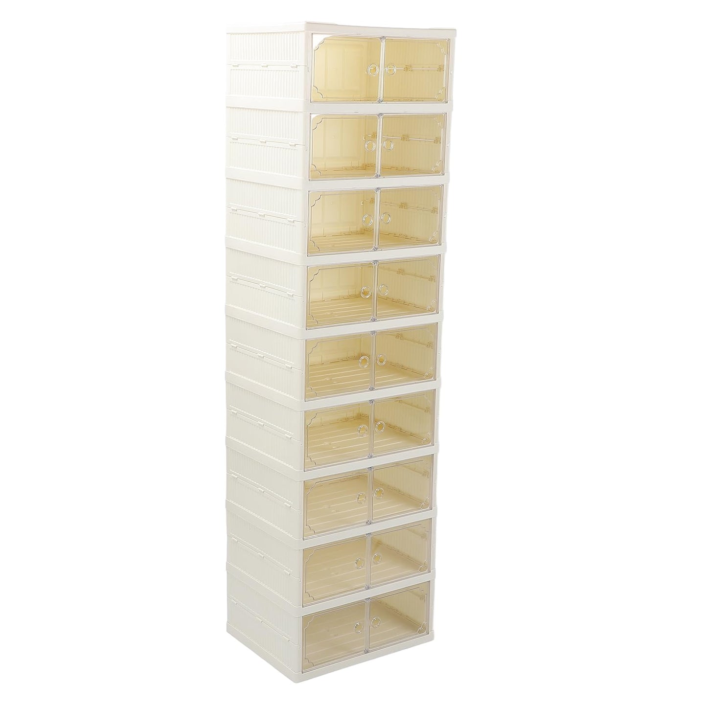 JTLB - Caja de zapatos plegable de doble fila, a prueba de polvo, con tapa magnética transparente para ropa, juguetes