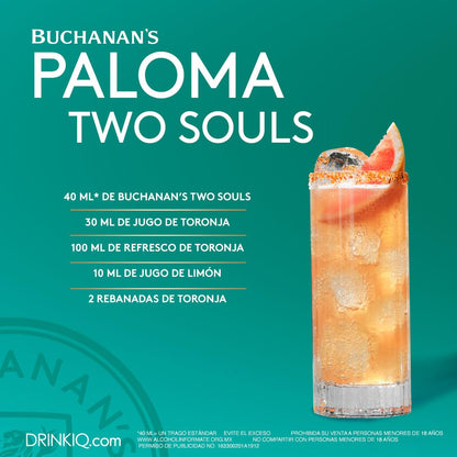 Buchanan's, Two Souls 750 ml, Whisky Escocés, Acabado en Barricas de Tequila, Dulce y Notas Herbales