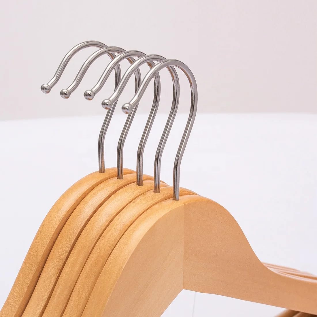 Wooden Clothes Hangers, Maple Color, Box of 30 Pieces.