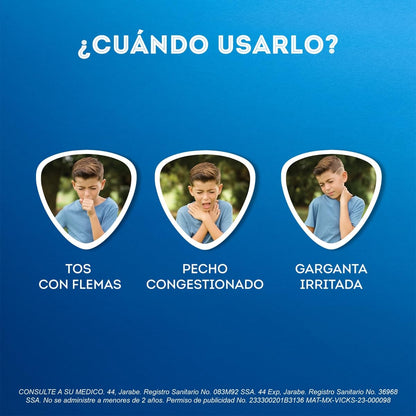 Vicks - Vick 44 Jarabe Expectorante sabor a miel de abeja, mentol y eucalipto 240 ml