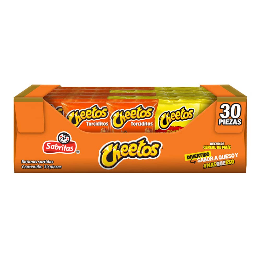 Cheetos – Pack x 30 piezas Botanas de Maíz, Sabor a Queso y Xtra Flamin Hot, 1320gr