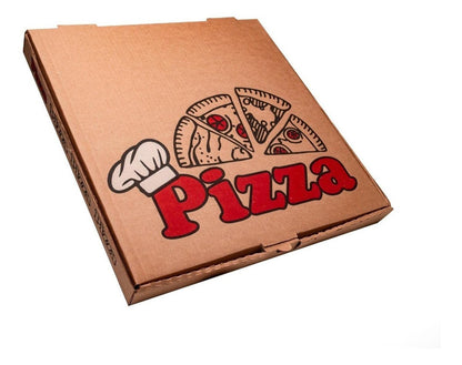 em-pack - 25 Cajas Para Pizza Kraft C/imp 35x35x4 Cms (14 Pulgadas)