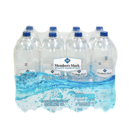Member's Mark - AGUA MINERAL AGUA MINERALIZADA MEMBERS MARK PAQUETE CON 8 BOTELLAS DE 2L TOTAL 16 LITROS