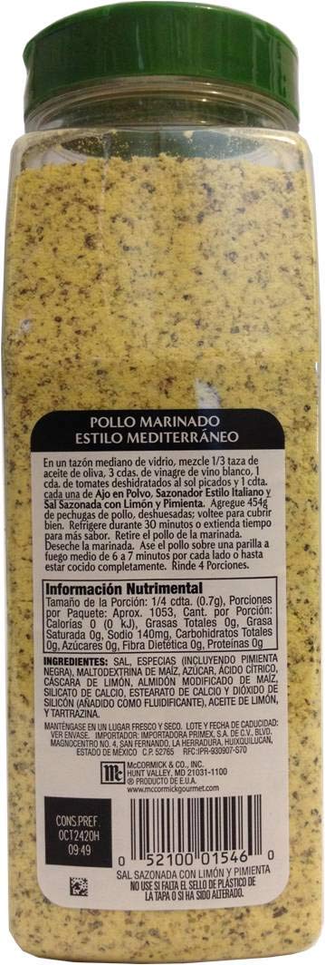 Mccormick Gourmet Sal Sazonada Con Limón Y Pimienta - 737 G