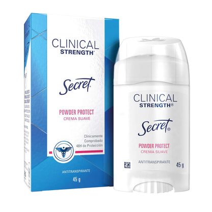SECRET, Desodorante Mujer, Clinical Strength, Desodorante Clinical, Powder Protect, Crema Suave, 45 GR