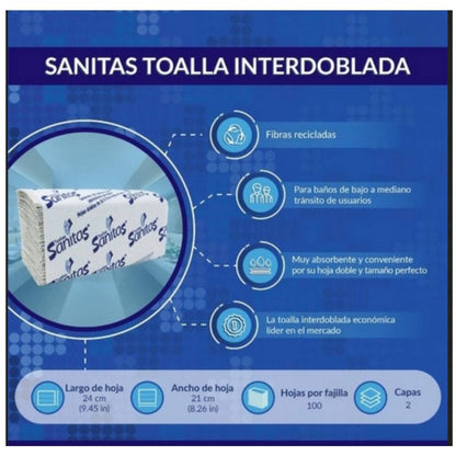 KIMBERLY CLARK - KIMBERLY CLARK Toalla Interdoblada Sanitas 92231 Caja con 20 fajillas de 100 Piezas