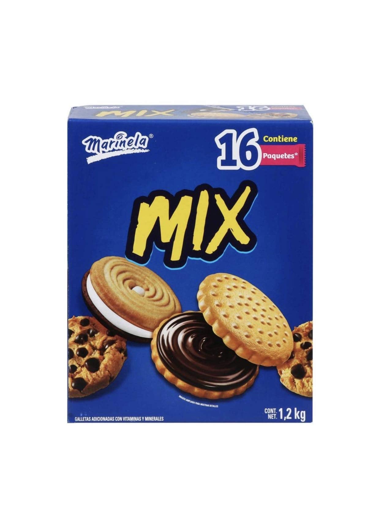 Marinela GALLETAS MARINELA MIX CAJA GRANDE CON 16 PAQUETES DE 1.2 KILOGRAMOS
