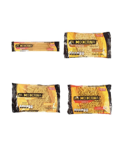 La Moderna - PASTA SURTIDO DE PASTAS LA MODERNA PAQUETE GRANDE CON 20 PIEZAS DE 200 GRAMOS CADA UNO TOTAL 4 KILOGRAMOS SOPAS CALDOS SPAGUETTI