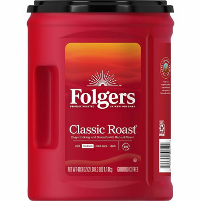 Folgers Café Clásico Tostado 40.3 onzas/1.14Kilogramos. Rinde para 380 tazas.