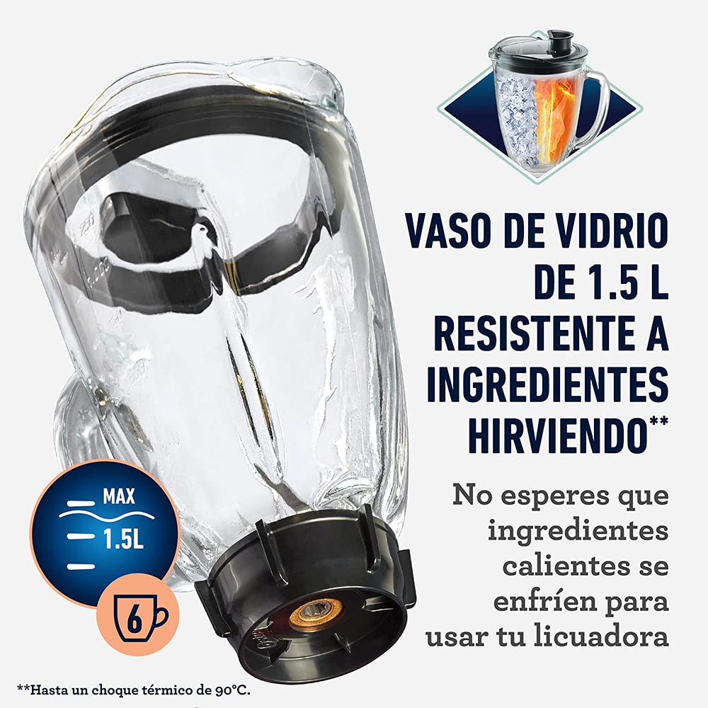 Oster - Licuadora clásica Oster reversible cromada vaso de vidrio BLSTBESTE013
