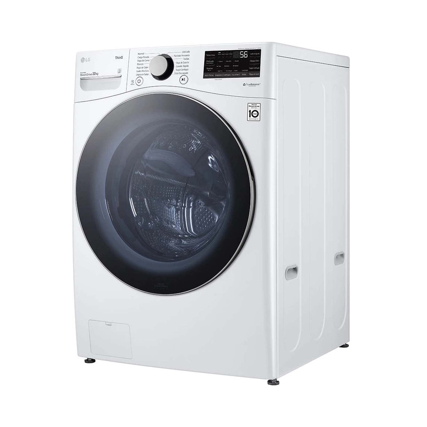 Lavadora LG Carga Frontal WM22WV26SR Inteligente Inverter AI DD (Inteligencia Artificial) con Conectividad LG ThinQ 22 Kg - Blanco