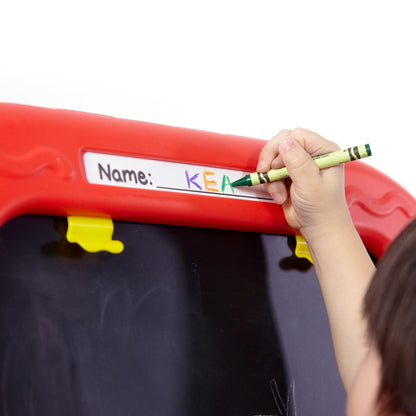 Creative Fun Caballete doble – borrado en seco magnético, pizarrón, 77 letras y números magnéticos, varillas de gis Crayola, engranajes magnéticos, 3+