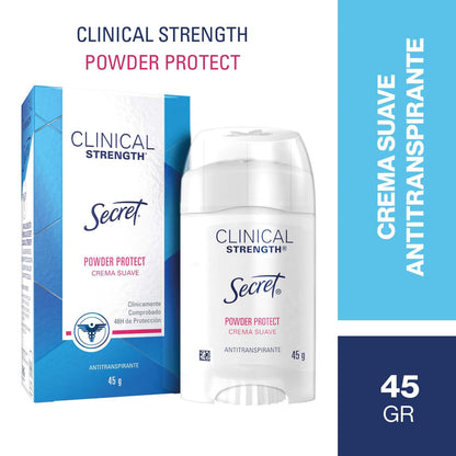 Secret - SECRET, Desodorante Mujer, Clinical Strength, Desodorante Clinical, Powder Protect, Crema Suave, 45 GR