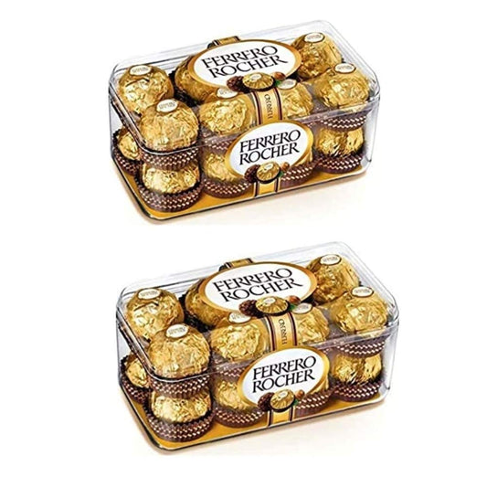 Ferrero Rocher - Estuche Paquete de Bombones Chocolate Ferrero Rocher 32 Unidades - Rellenos Con Pasta de cacao y Avellanas - Recubierta Por Una Capa de Chocolate