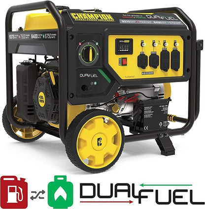 Champion Equipo de alimentación 71531 Carb Generador portátil Dual Fuel, 9375-watt