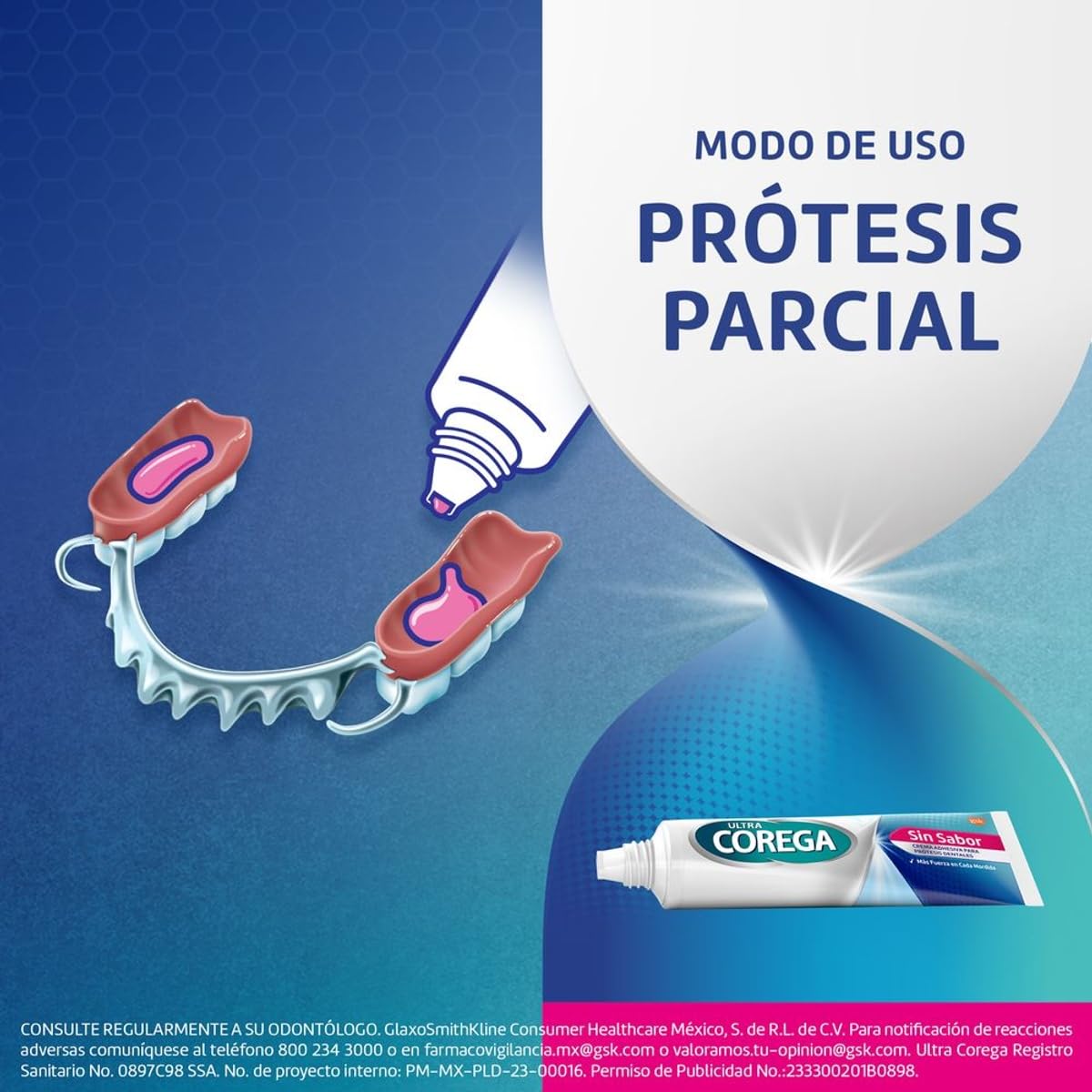 Corega Ultra Crema Adhesiva para Prótesis Dentales, Fijación Fuerte, Sin Sabor, 40g