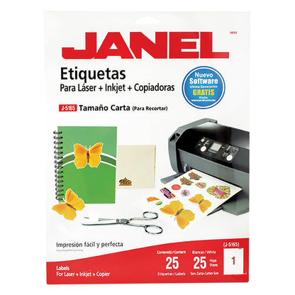 Janel - Janel- Etiqueta adh laser21.6x27.9 cta c/25 janel