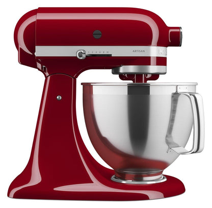 KitchenAid Artisan Series KSM195PSER - Batidora de pie con cabezal inclinable con paquete de accesorios de primera calidad, color rojo imperio