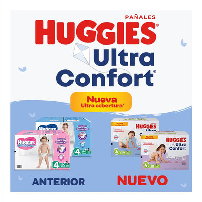Huggies UltraConfort Pañal Desechable para Bebé, Etapa 4 Niño, Caja con 90 piezas, Ideal para Bebés de 9 a 12 kg