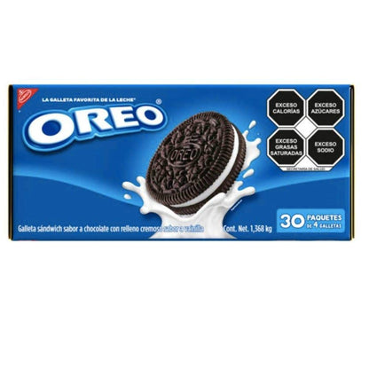 Oreo - Galletas Oreo. 30 paquetes de 45 gramos cada uno. 4 galletas en cada paquete.