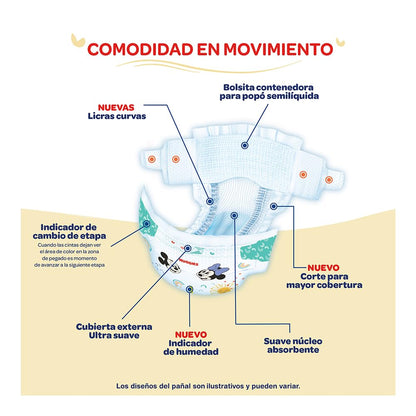 Huggies Ultraconfort Pañal Desechable para Bebé, Etapa 2 Unisex, Paquete con 44 Piezas, Ideal para Bebés de 5 a 7.5 kg