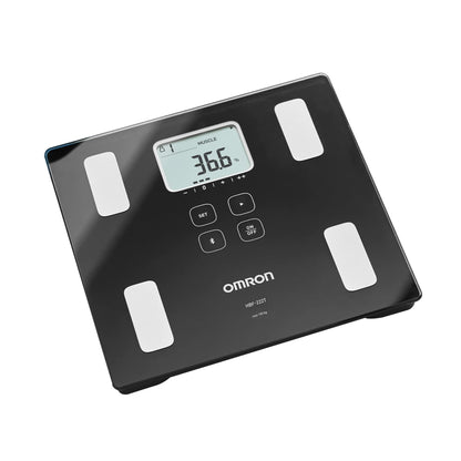 OMRON Báscula digital de composición corporal HBF-222T con 4 perfiles de usuario + invitado y memoria ilimitada