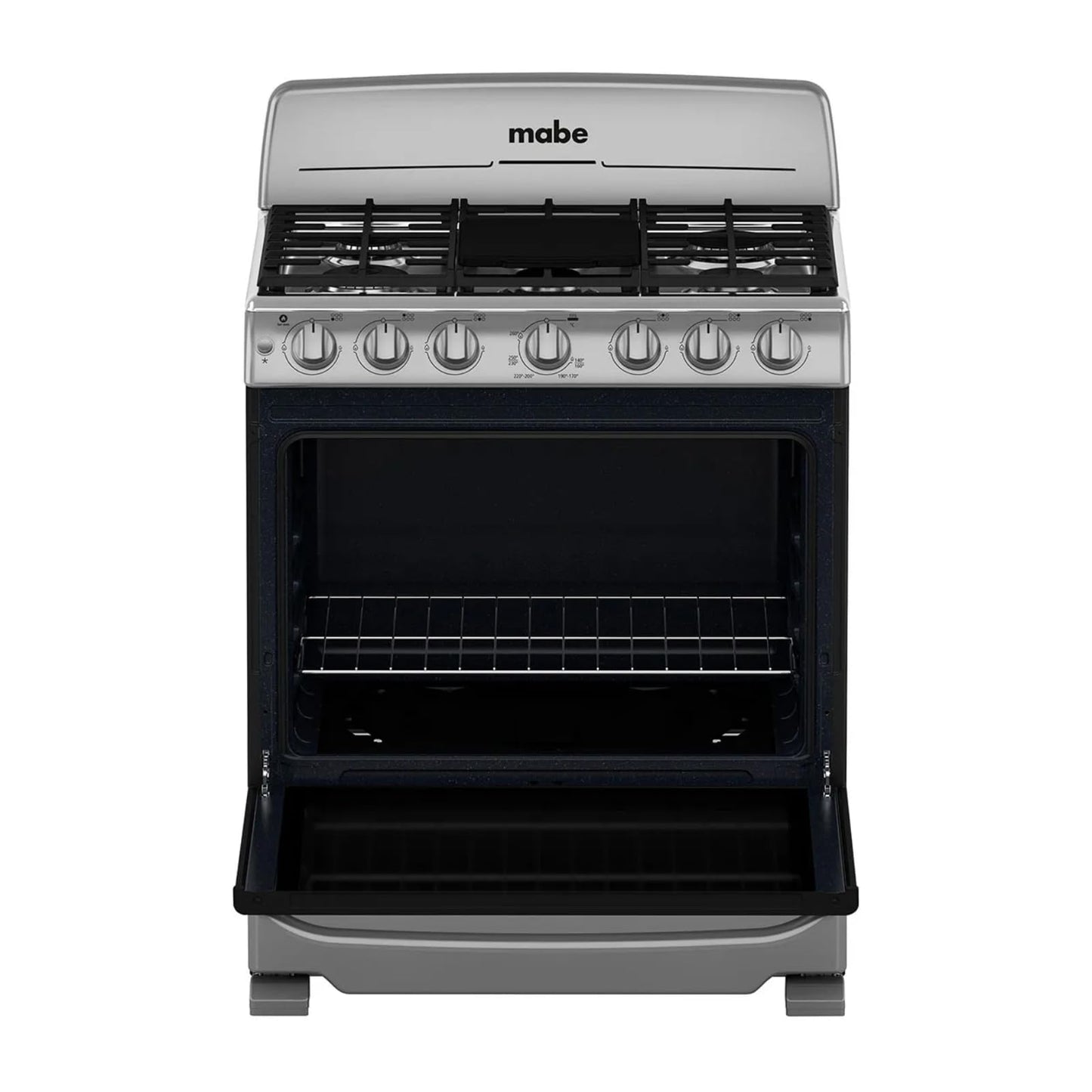 Estufa de Piso Mabe 30'', acero inoxidable, 6 quemadores, horno de 146 Lts., gris, modelo EM7654BFIS3 Acero