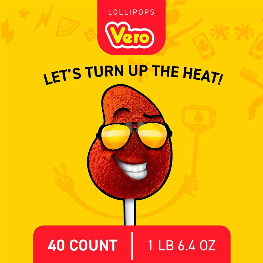 Vero - Dulces Vero - Vero Paletas Sabor Fresa Con Chile - Paletas de chile mexicano (40 unidades)