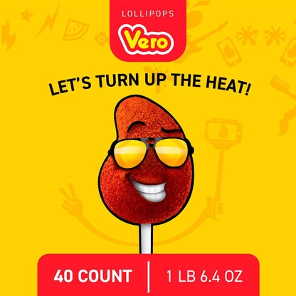 Vero - Dulces Vero - Vero Paletas Sabor Fresa Con Chile - Paletas de chile mexicano (40 unidades)