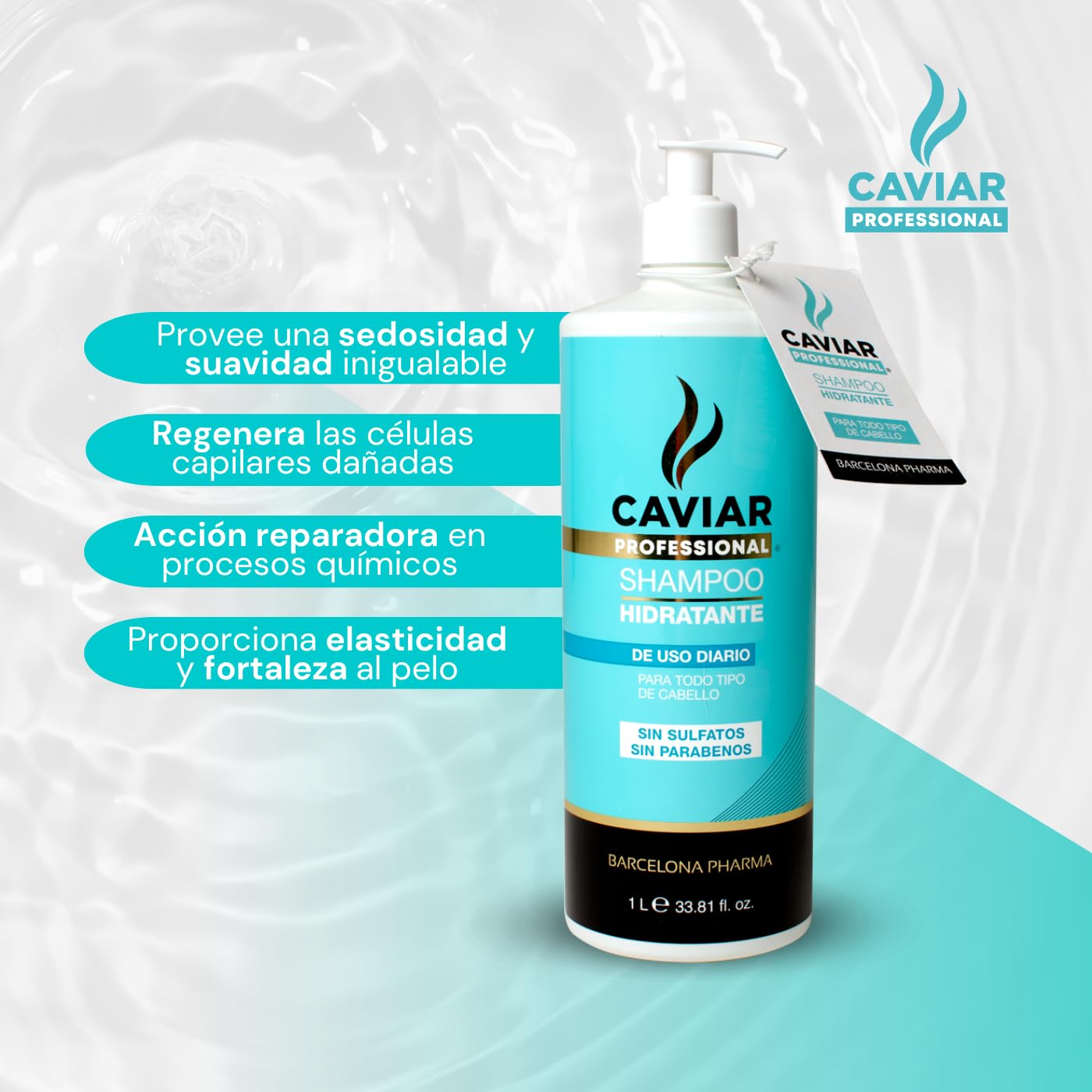 Barcelona Pharma | Shampoo sin sulfatos y parabenos | Shampoo hidratante | Eco friendly | 1lt