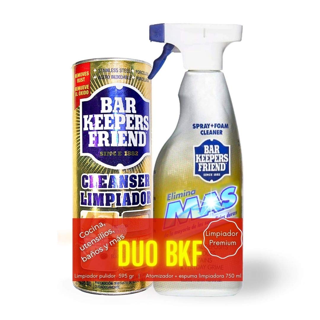 Bar Keepers Friend Bar Keeper's Friend Combo Pack – Spray y limpiador de espuma 25 onzas y limpiador en polvo 21 onzas